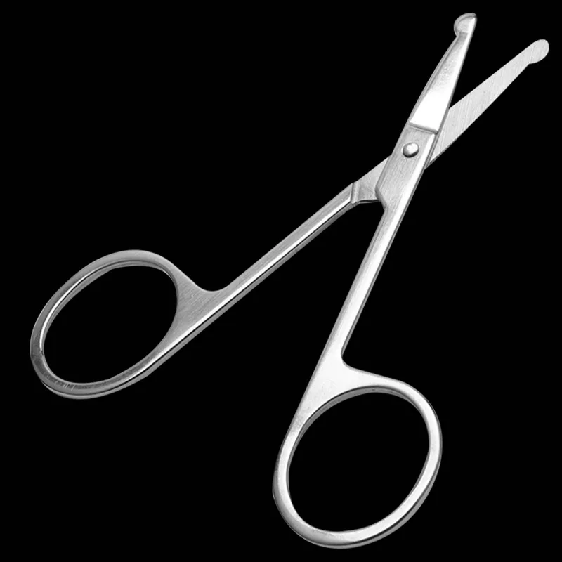 100% New 1pc 3.5" Stainless Steel Mini Portable Curved Mustache Nose Ear Hair Remover Scissor Trimmer Safety Tips 4