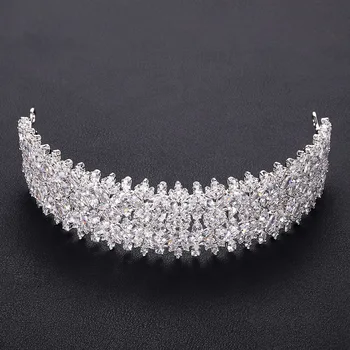

Accking Fashion Ladies Wedding Headpieces With cube zircon Wholesale Bridal Hair Accessories Headdress Bridal Hair Tiaras