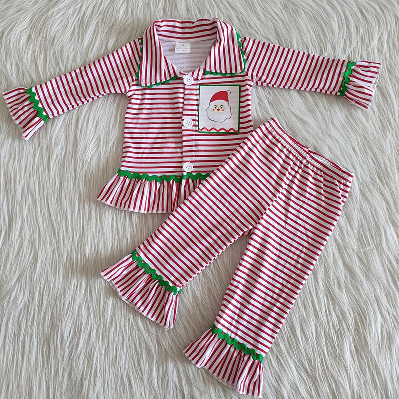 Wholesale Fall Winter Sweatsuits Christmas Children Baby Girl Clothing Pink Santa Pants Sleepwear Set Kid Outfit Toddler Pajamas cute pajama sets	