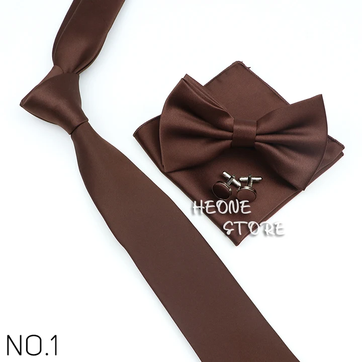 Neue Licht Einfarbige Krawatte Bowtie Set Herren Hohe Qualität Mode Schmetterling Blau Schwarz Rosa Krawatte Manschettenknöpfe Volle Set Krawatten geschenk – Detail 2