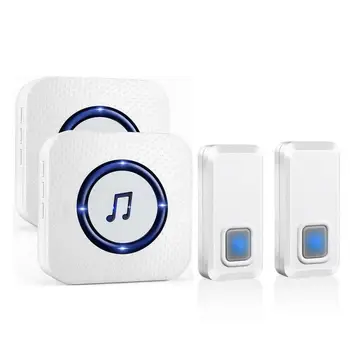 

2019 New Wireless Door Bell Doorbell Waterproof Wall Plug In Loud Chime LED Flash