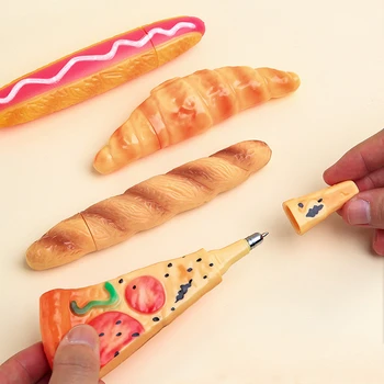 

Bread Ballpoint Pen Magnetic Pizza Croissant Baguette Black Color Ink Roller Ball Pens Fridge Magnet Office School Gift A6745