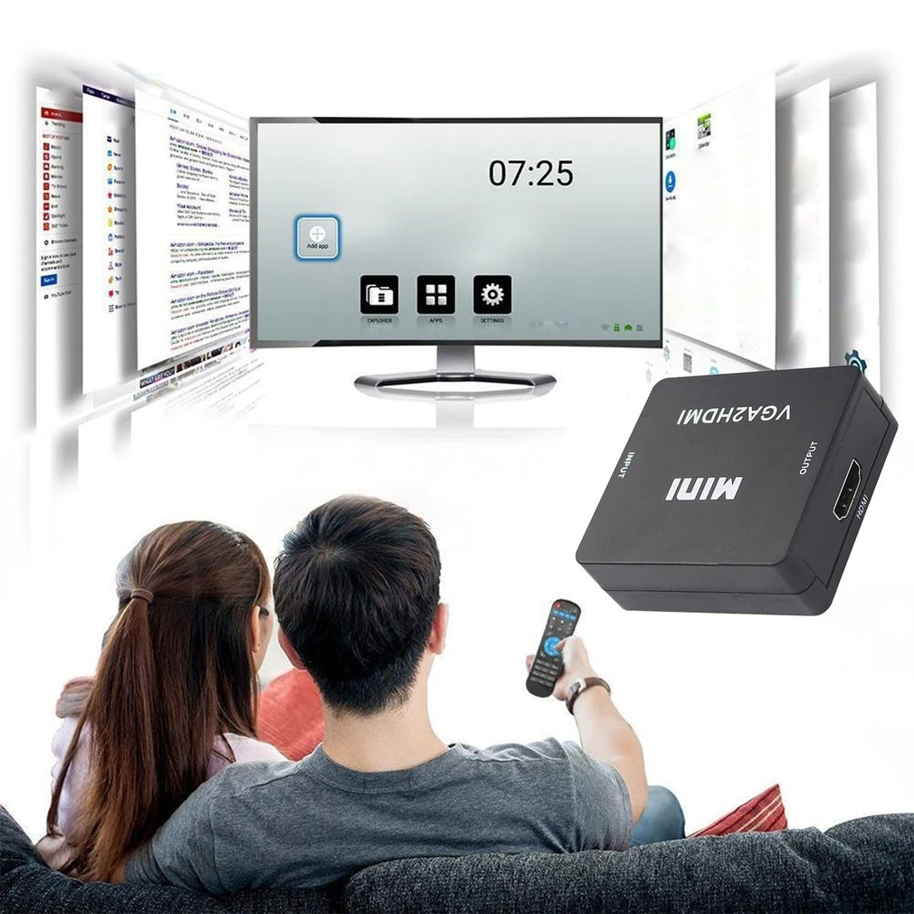 Мини HDMI к VGA конвертер адаптер HD1080P HDMI2VGA с аудио Мощность для Xbox DVD PS3 конвертер проектора коробка