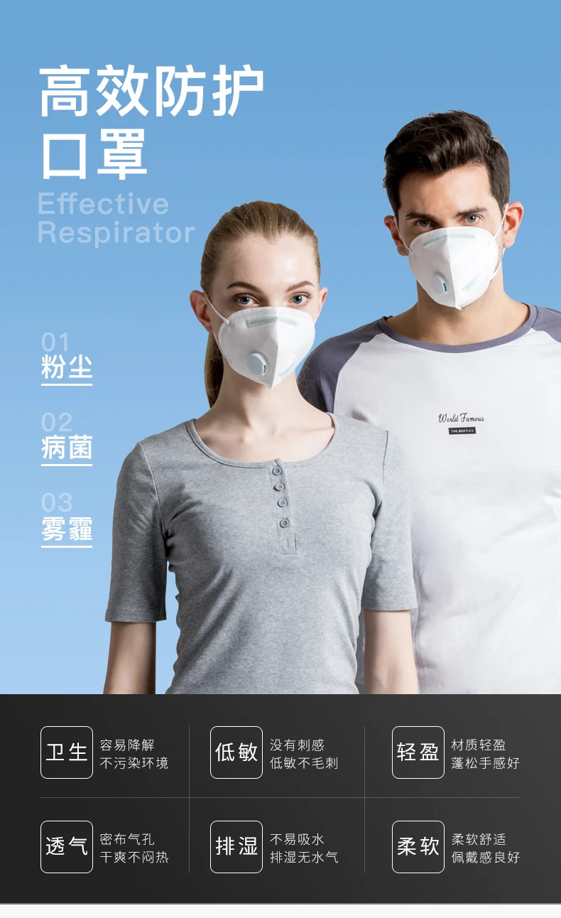5 шт складной нетканый с клапаном рот маска PM2.5 фильтр дыхательный анти-смог анти-Пылезащитная маска против запаха ветрозащитная Ушная маска KZ001