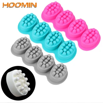 

HOOMIN 4 Cavity ResinCrafts Massage Soap Making Tools Silicone Soap Mold 3D Handmade Oval Soap Moulds Cake Mould
