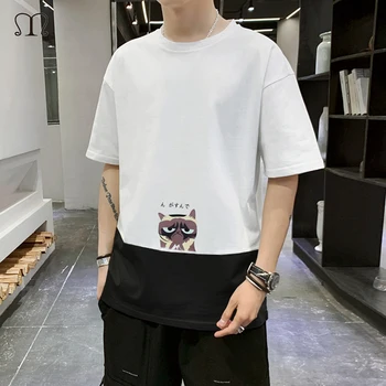 

Summer Harajuku Cool Tshirt Men Unisex T Shirt Japanese Funny Cartoon T-shirt Streetwear Hip Hop Top Tees Male Black White 4XL