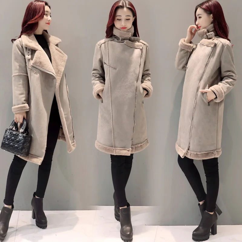 

Cotton-padded Clothes Women's Mid-length Thick Warm Lambs Wool Korean-style 2018 Winter New Style Slim Fit Deerskin Velvet Cotto