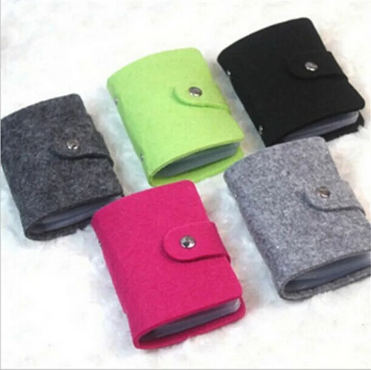 

FELT Handmade 24Bits Retro Useful Business Credit Card Holder Buckle Cards case Organizer Manager Women Men Pocket card holder