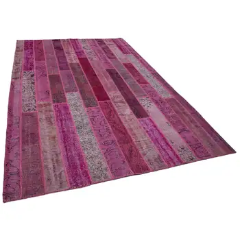 

205x305 Cm Pink Handmade Modern Patchwork Rug-7x10 Ft