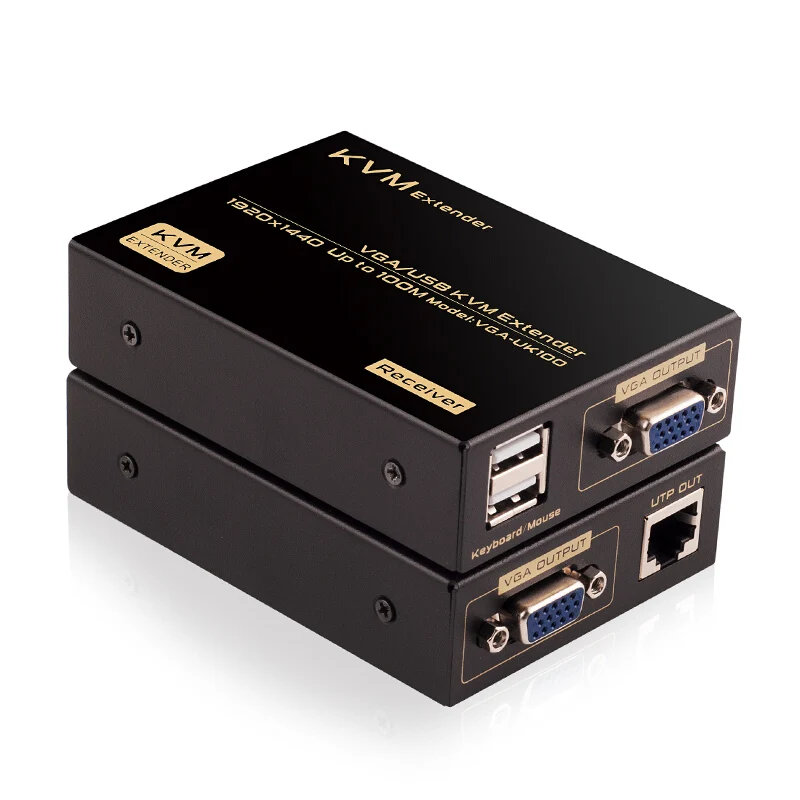 VGA KVM удлинитель USB мышь и клавиатура + усилитель сигнала VGA Расширение 100 метров через сетевой кабель FJ-UK100