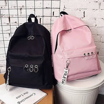 

2019 Canvas Personality Mochila Feminina Unisex Backpack Casual Solid Color Zipper Travel Concise Large Capacity Mochila