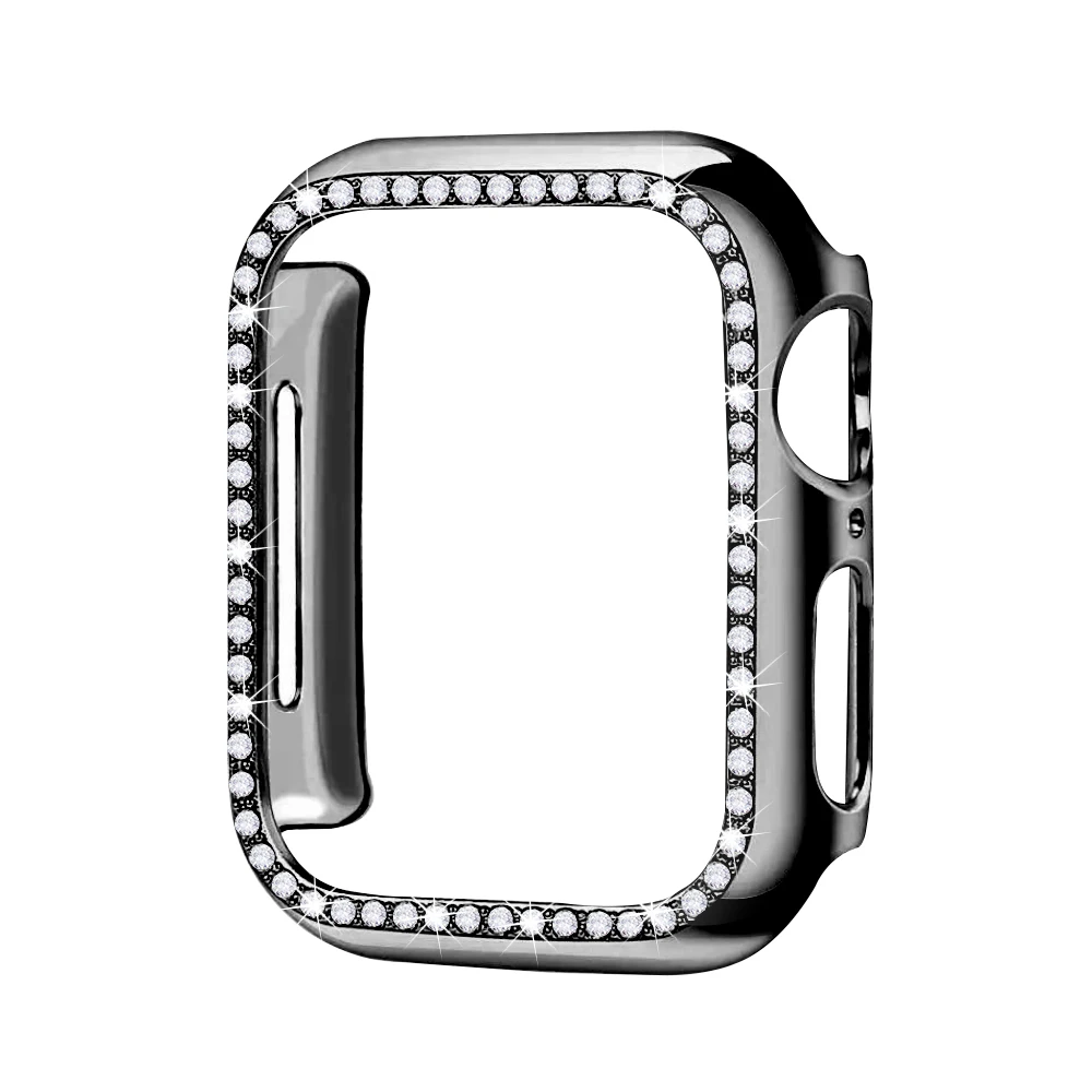 Алмазный чехол для Apple watch band 5 4 3 2 1 чехол 44 мм 40 мм 42 мм 38 мм iwatch band Кристальный защитный бампер - Цвет: Black