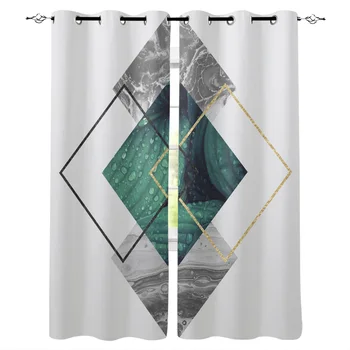 

Marble Tropical Plants Water Simple Window Curtains Living Room Curtain Home Decor