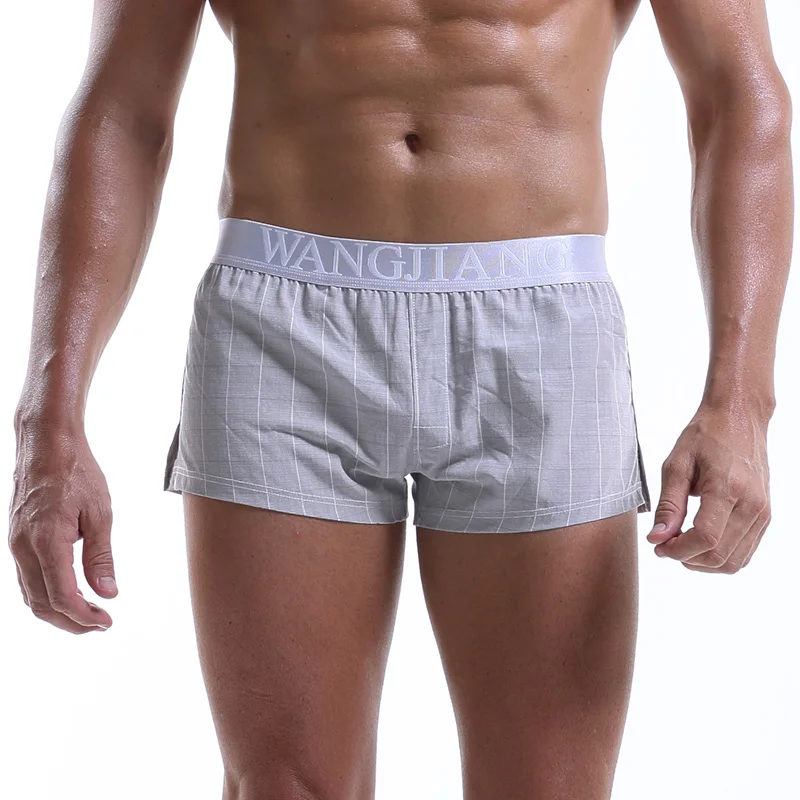 Men's Breathable Loose Home Plaid Shorts Men's Boxer Stripes Letter Print Cotton Boxer New Vcqy