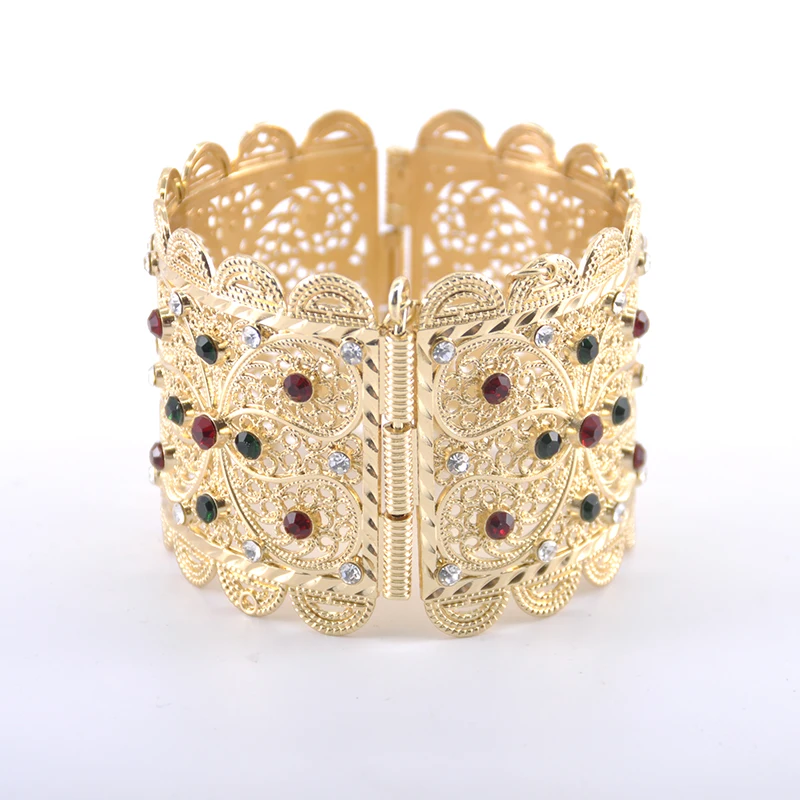 Fashion Moroccan style Caften wedding rhinestone wide bracelet retro Arab women's bracelet jewelry