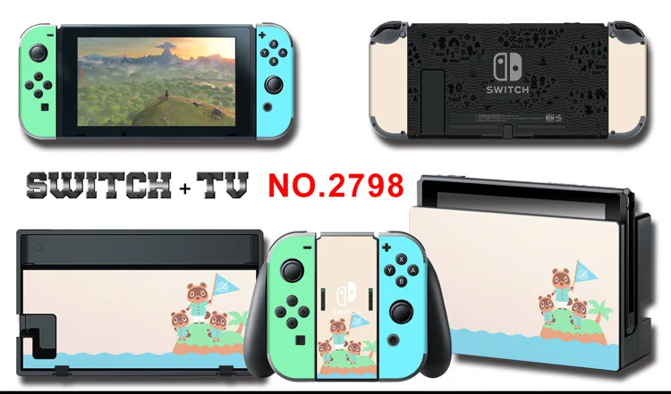 1set New Cute Anime Full Body Sticker for NS Switch Protective Cover Skin Colorful Art for Game Console Joy-Con Controller Decor