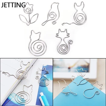 

2pcs/lot Cartoon Animal Cat Bird Flowers Shape Paper Clip Metal Clip for Books Stationery School Supplies Papelaria