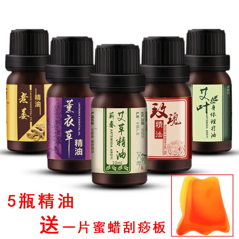 

Amoy Supply of Goods 5 Bottle of Essential Oil Send One Slice Scraping Plates Wormwood Rose Lavender Ginger Essential Oil Fragra