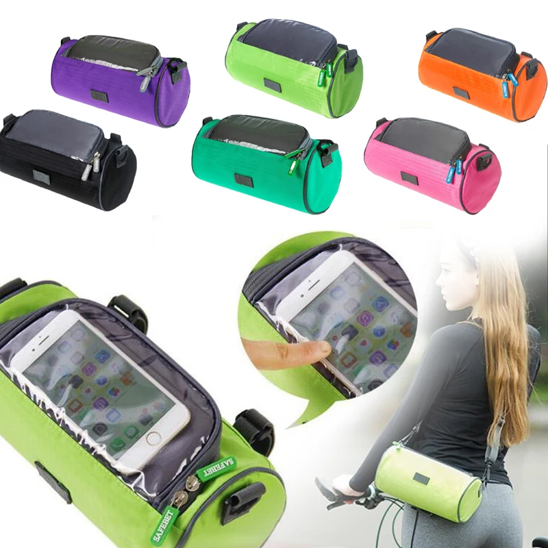 Multifunction Phone Storage Bag Bicycle Equipment Cylindrical Outdoor Detachable Shoulder Strap Waterproof Touchscreen Portable