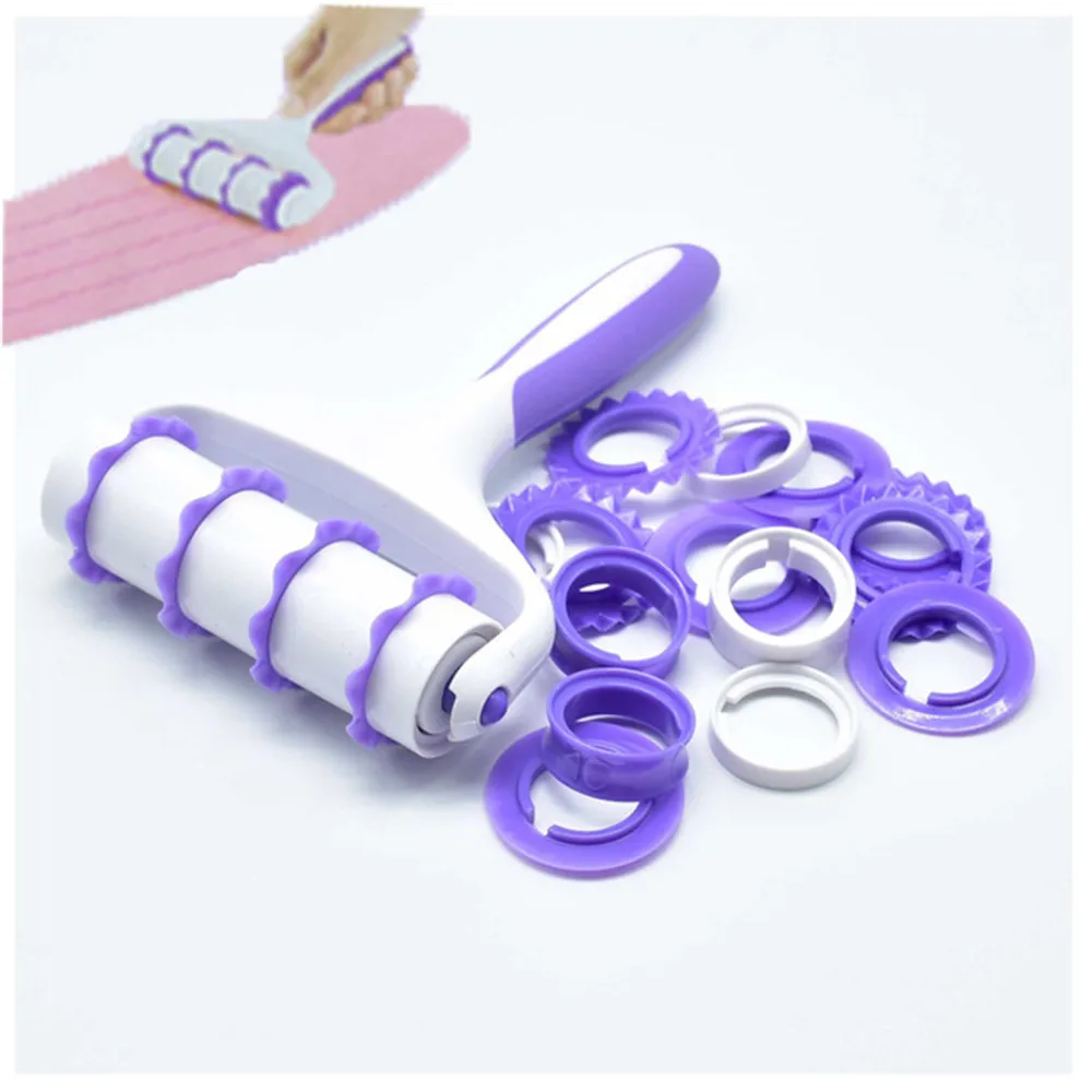 

Cake Cookie Pie Pastry Cutter Fondant Strip Ribbon Cutter Sugarcraft Tool Rolling Pin Embosser Roller Set Cake Decorating Tools