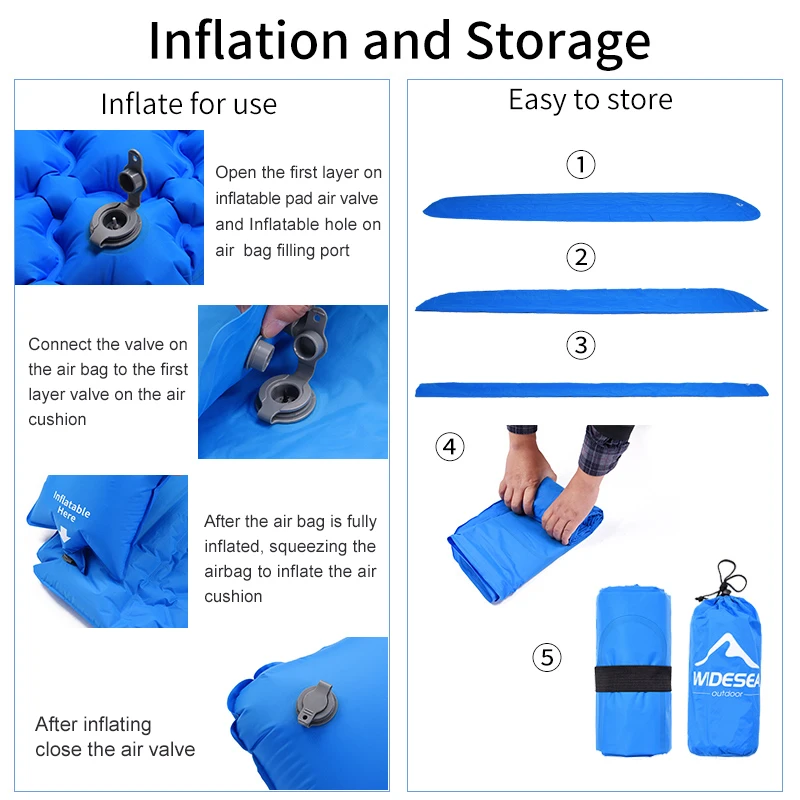 Inflatable mattress Widesea Camping Inflatable Mattress In Tent Folding Camp Bed Sleeping Pad Picnic Blanket Travel Air Mat Camping Equipment