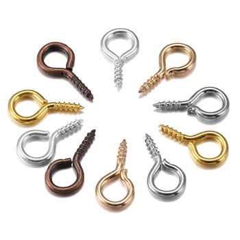 

200pcs Small Tiny Mini Eye Pins Eyepins Hooks Eyelets Screw Threaded Gold Clasps Hooks Jewelry Findings For Making DIY