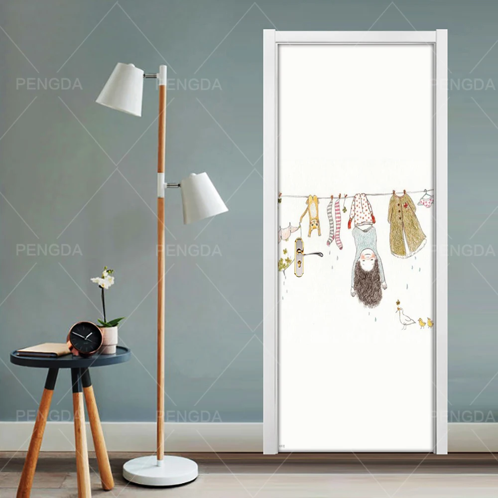 Наклейка на дверь самоклеющаяся DIY ремонт абстрактный мультяшный Плакат Водонепроницаемый принт художественная картина домашний декор ремонт спальни