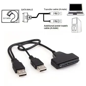 

USB 2.0 to SATA 7+15 22 Pin Adapter Cable For 2.5''HDD SSD Converter Laptop Hard Drive 22 Pin Lead Cable UP To 6 Gbps for PC