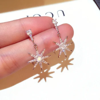

2020 Hot Sale Super Shining Sun Rays Earring Bling Tiny Anti Allergy Full Zircon Stud Earring Wedding Bridal Jewelry Bijoux