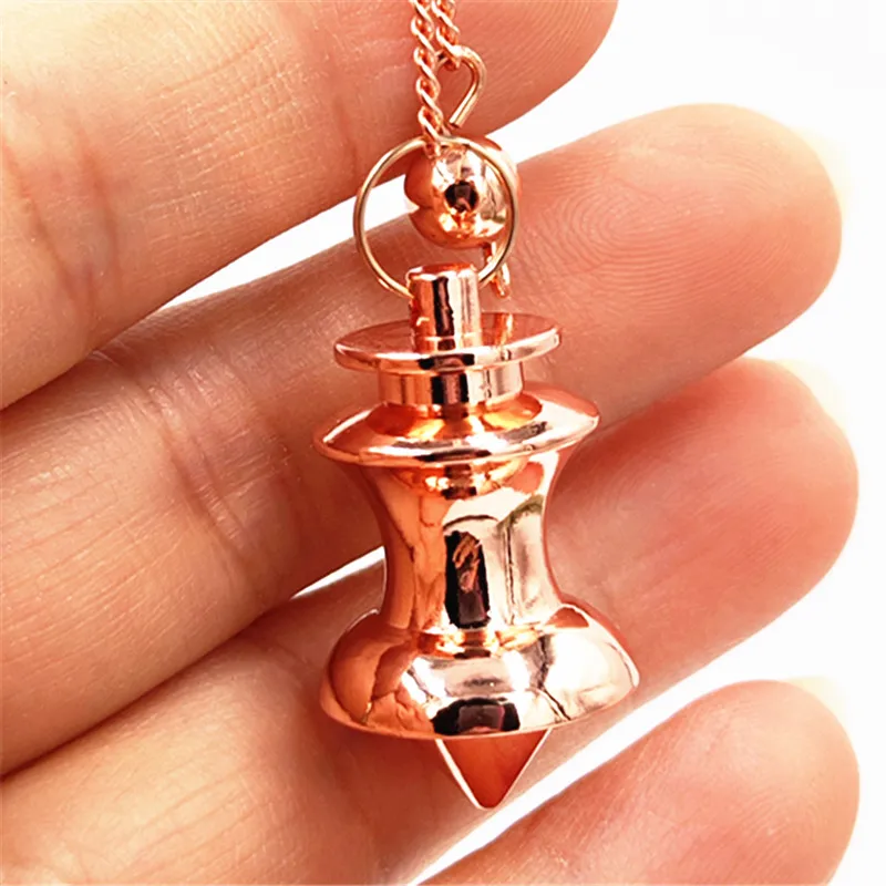 rose gold Маятниковая подвеска, дюбинг, исцеляющая пирамида, духовный маятник рейки, Исцеляющие маятники для дюбинга, медные амулет для чакр - Окраска металла: rose gold