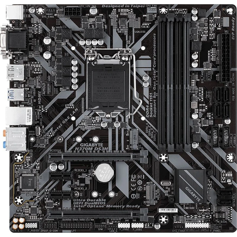 Материнская плата Gigabyte H370M DS3H Soc-1151v2 Intel H370 4xDDR4 mATX AC`97 8ch(7.1) GbLAN RAID+VG