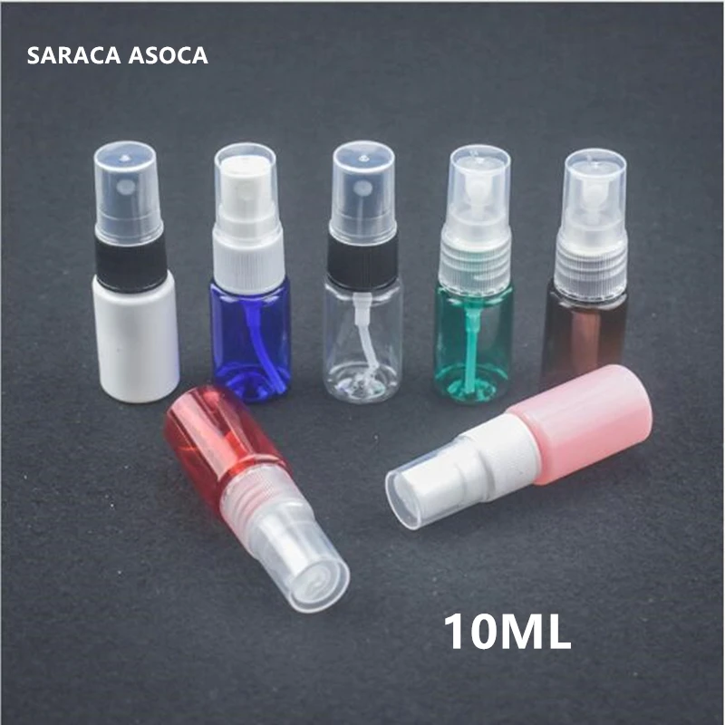 

10ml White Blue Purple Pink colorful sprayer Transparent Refillable Bottle Cosmetics Containers Plastic Spray Bottle
