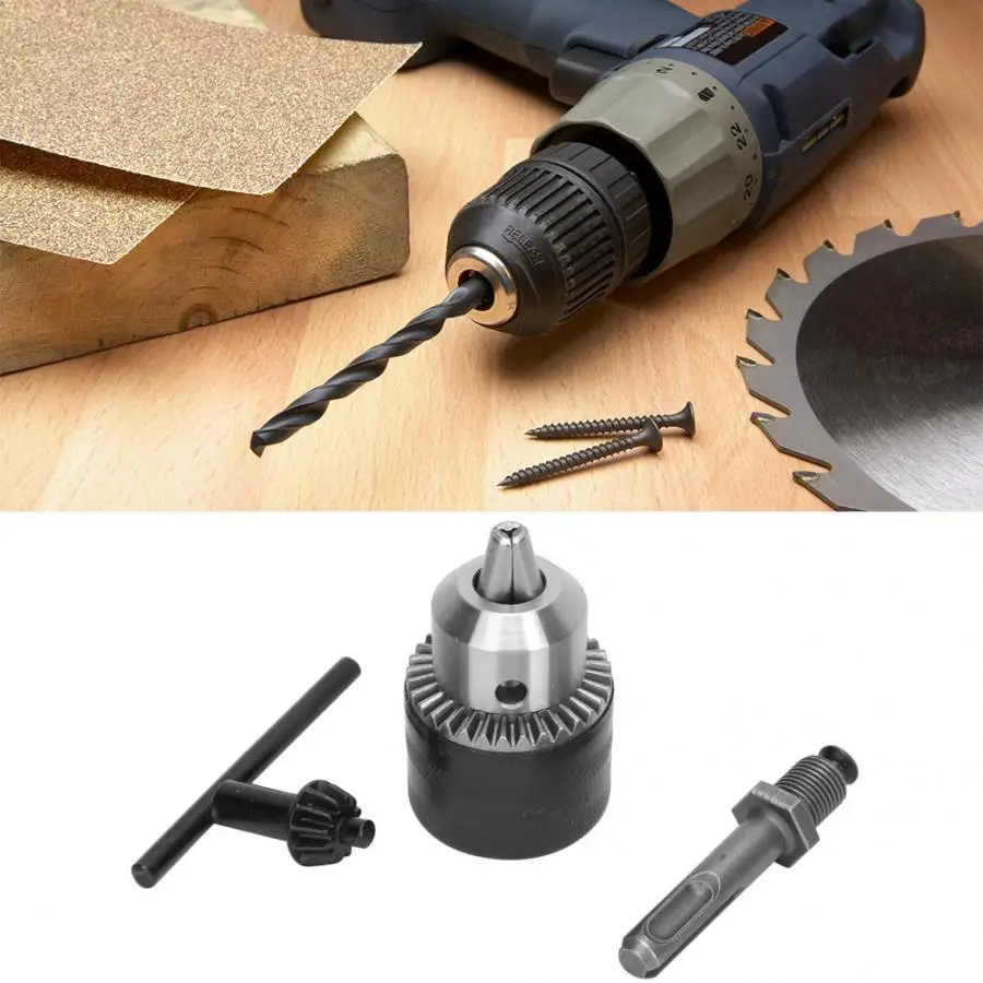 Drill Chuck 1.5-13mm 1/2-20UNF Key Type with SDS Round Shank Adapter Electric Hammer Converter | Инструменты
