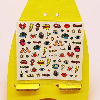 

Stickers for Nails DIY Tips Love Key Lip Eye Nail Art Decorations Sticker Water Transfer Decal Girl Manicure Accessories