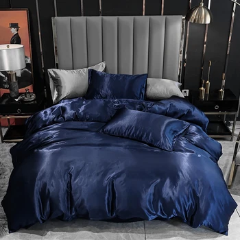 

3pcs Satin bed linen set luxury silk Home bedding set Queen King duvet cover set Bedclothes Pillowcase Quilt bed cover For home