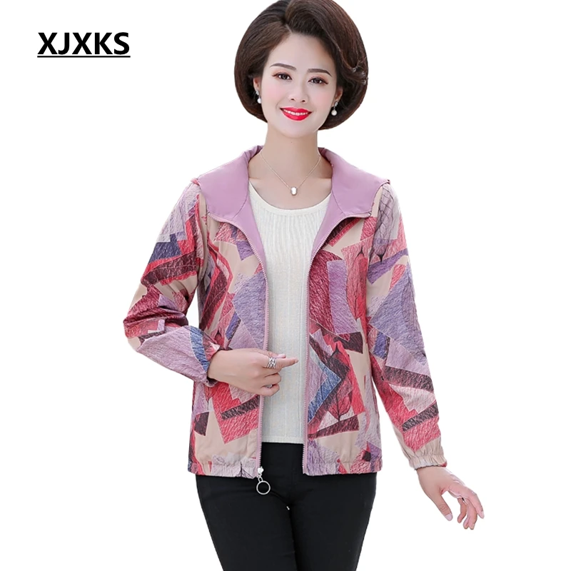 

XJXKS 2019 Fashion Windbreaker Jacket Women Coats Long Sleeve Basic Jackets Women's Jacket Female Both Size Wear Outwear