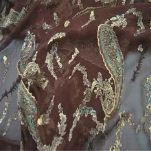 Шелк выгорает ткань шелк опал 10momme 114 см 44 ''Пейсли узоры бандана дизайн Шелковый материал Жаккард для хиджаба Сари