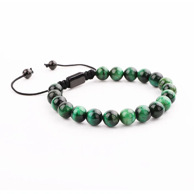 New Men Bracelet Natural Stone Green Tiger Eye Beads Simple Design Friendship Macrame Bracelet Men Jewelry Gift
