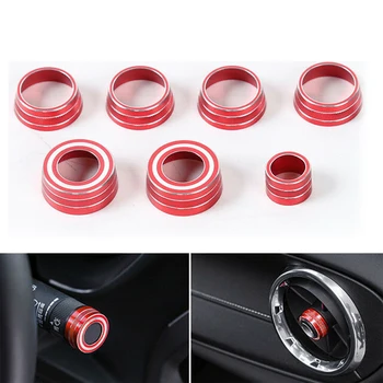 

7pcs Alloy Red Air Condition Knobs Circle Decoration Cover Trims For Chevrolet Camaro 2016-2020 Car Styling Accessories
