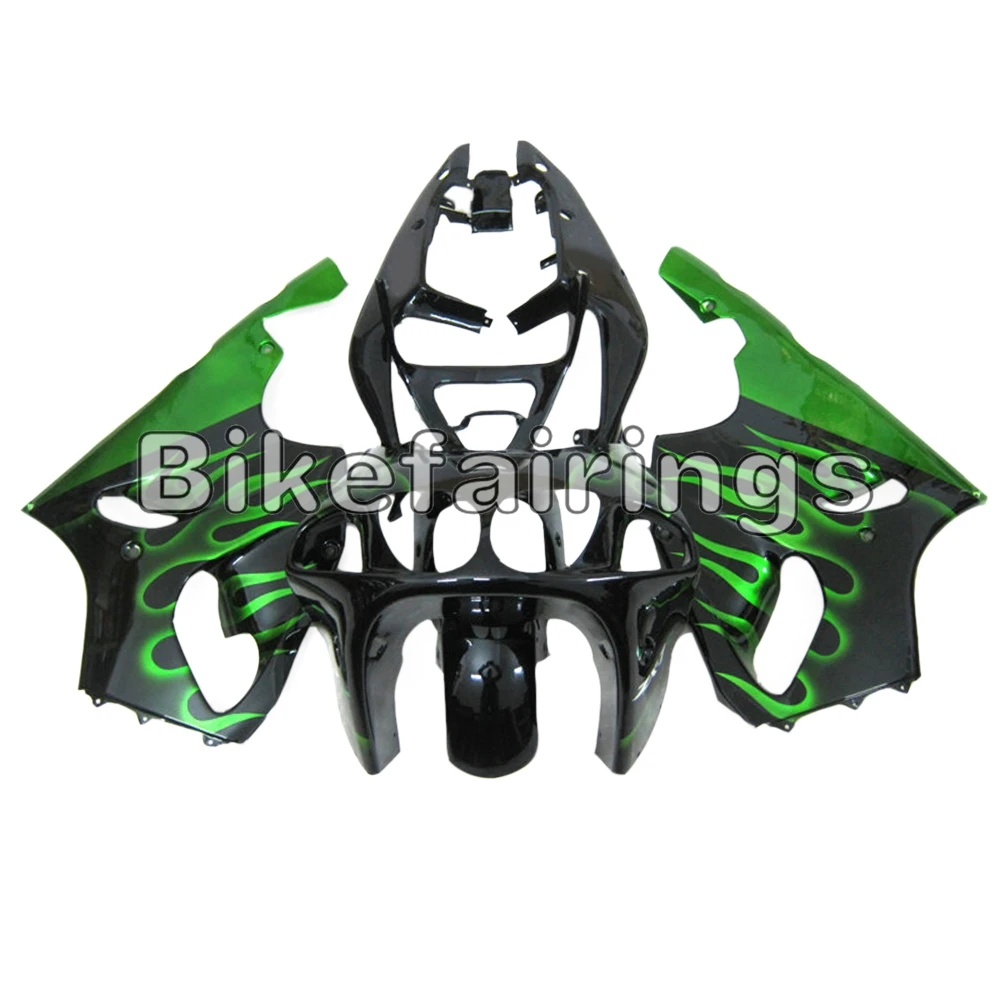 

Black Green Flames Fairings For Kawasaki 1996 1997 1998 1999 2000 2001 2002 ZX-7R ZX 7R Plastic Hulls Covers Body Work Shells