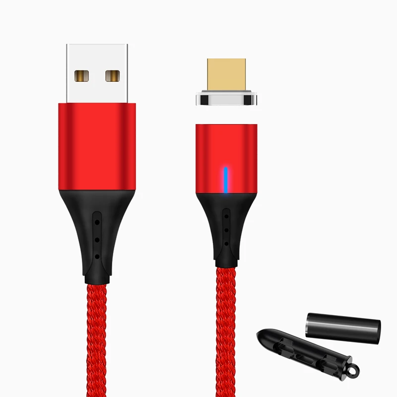 SUNPHG мобильного телефона 3A Магнитный кабель Зарядное устройство 2 м микро Тип usb C кабель для передачи данных для iPhone x samsung S8 S9 huawei Быстрая зарядка 3,0 - Цвет: red micro plug