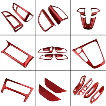 

Daefar ABS Chrome Red Steering Wheel Trim Windows Lifter Cover Center Water Cup Sticker for Ford Focus 3 4 MK3 MK4 2015 +