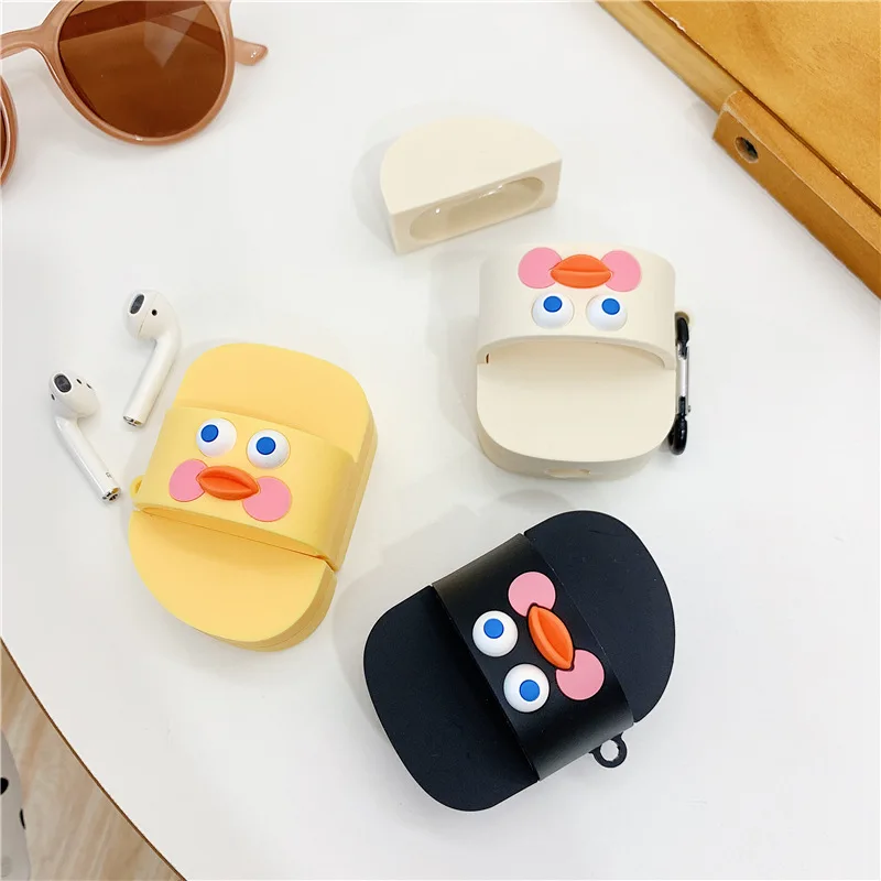 

Case for Airpods Accessories Bluetooth Earphone Case for Airpods 2 Protective Cover Silicone with Keychain Cute Slippers Design