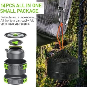 1 Set Outdoor Tableware Kit Reusable Practical Lightweight Camping Tools Cookware Travelling Hiking Picnic BBQ Equipments 4