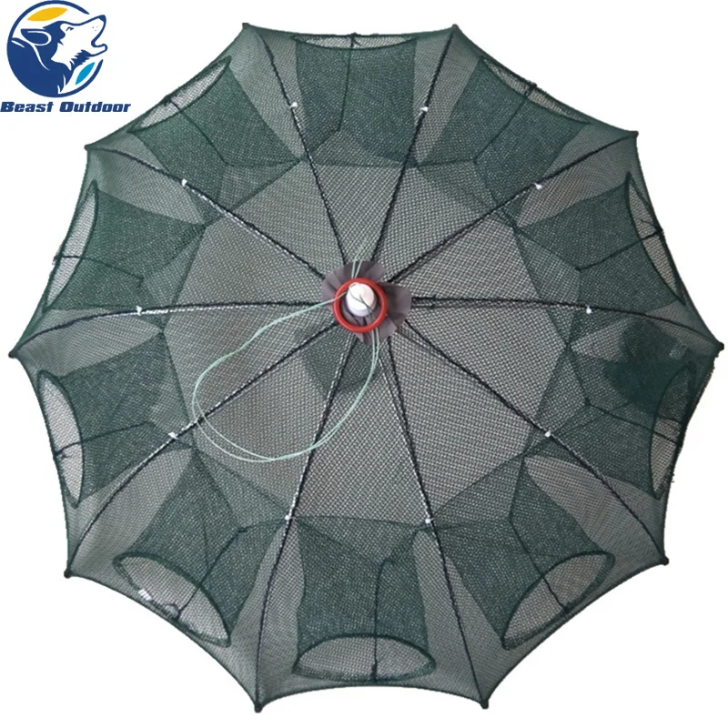 4-20 Holes Automatic Folding Fishing Net Shrimp Cage Nylon Foldable Crab Fish Trap Cast Network Pesca | Спорт и развлечения