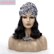 

Synthetic Headband Wigs for Black Women Naural Wave Headwraps Wig African American None Replacement Body Wave Turban Wig Cosplay