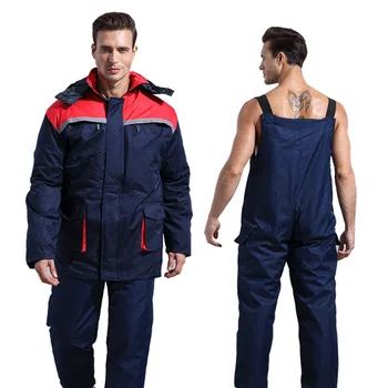 

Winter Working Clothing Men Cold Storage Overalls Thick Warm Clothing Bib Cotton Suit Set Split Protective Safety Clothing