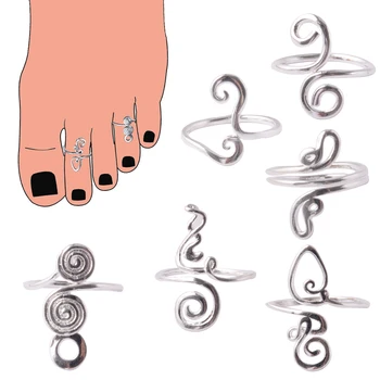 361L Surgical Steel Knuckle Foot Ring Open Toe Rings For Women Summer Beach Vacation  Girls Finger Heart Ring Adjustable Size