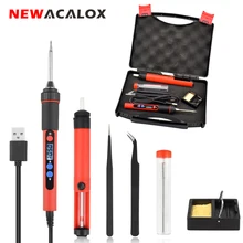 NEWACALOX – Kit de fer à souder numérique à température réglable, Station de travail Portable sans plomb, pompe à dessouder, boîte à outils, USB 10W