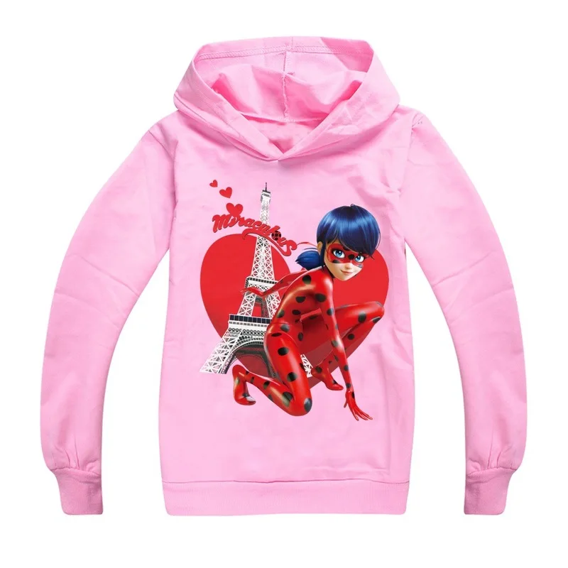 

Ladybug Printed Long-Sleeved Hoodie Cartoon Casual Pullovers Graphic Top Kawaii Hoodies Outerwear Hoodie Girls Jacket Streetwear